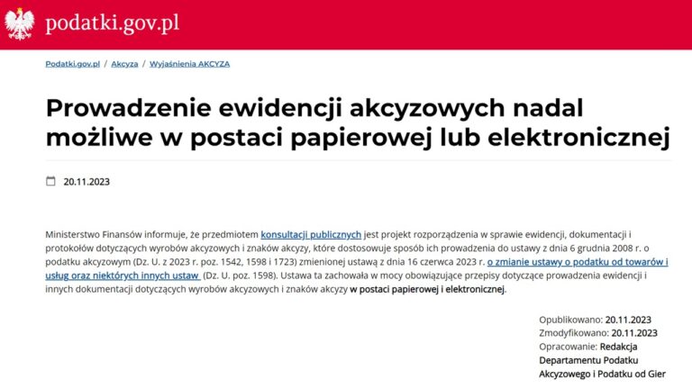 Prowadzenie ewidencji akcyzowych nadal możliwe w postaci papierowej lub elektronicznej