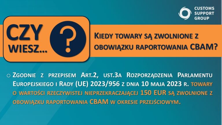 Zasady stosowania zwolnienia z raportowania CBAM w okresie przejściowym